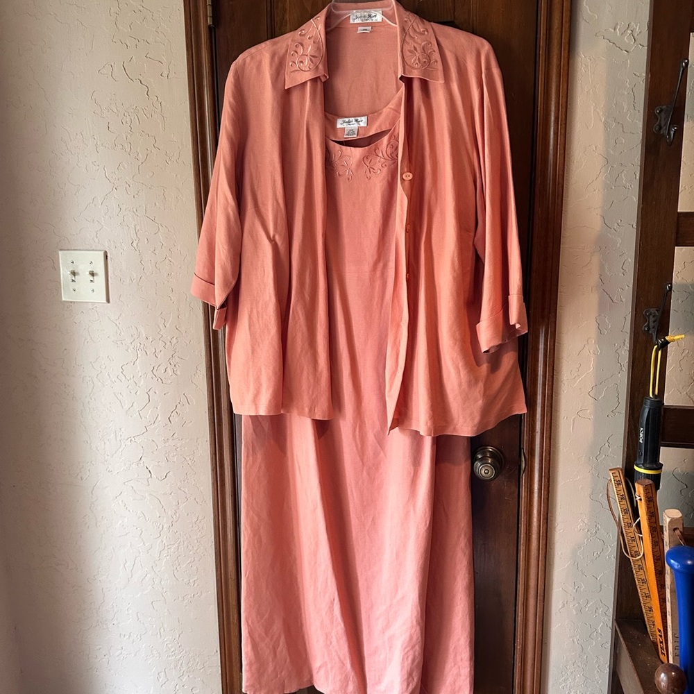 Judith Hart Coral Sheath Dress with Matching Jacket